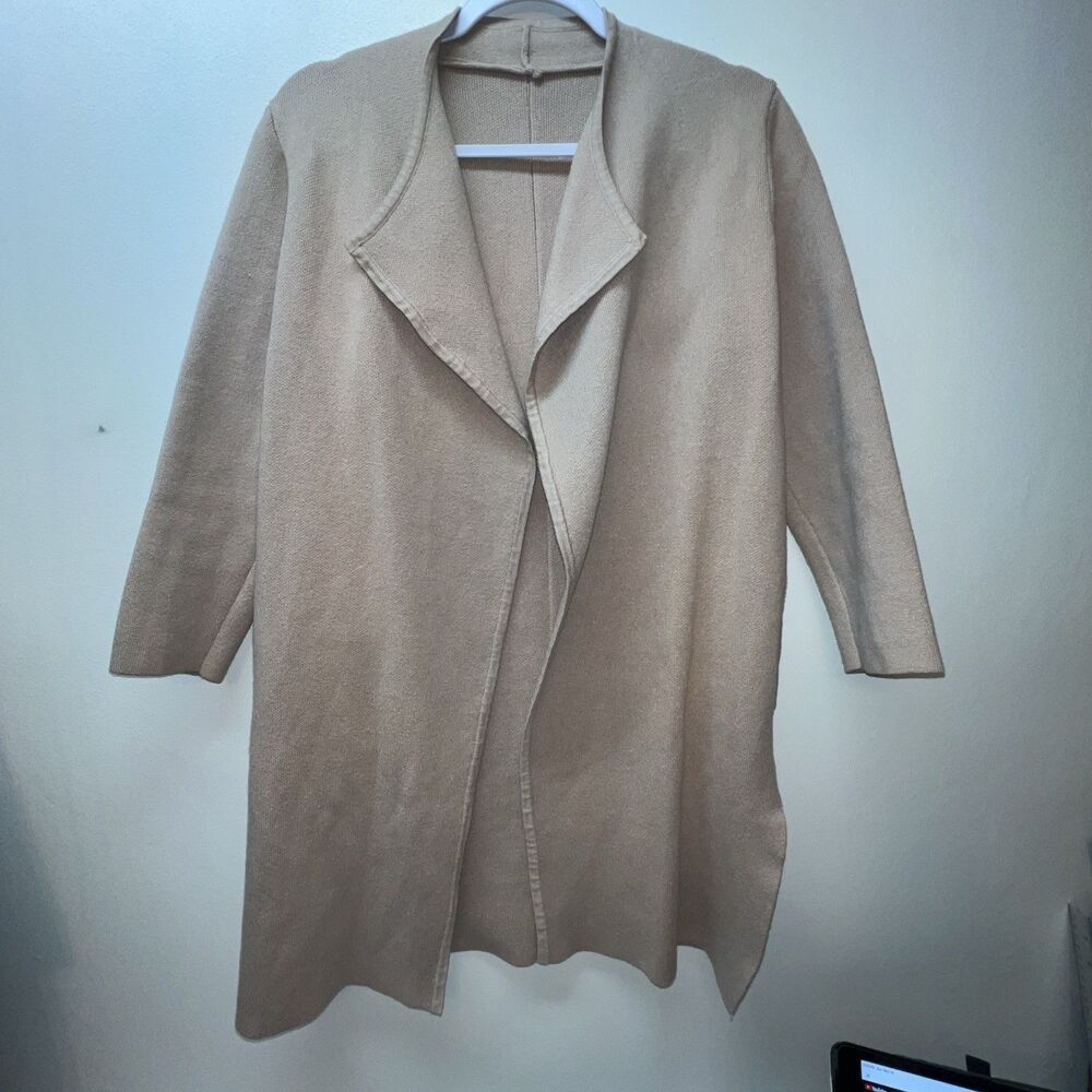 Chicwish Knitted Open Front Sweater Jacket Small/Medium Beige Waterfall w/pocket